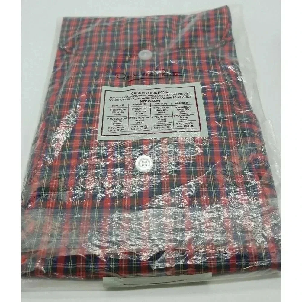 Oscar De La Renta Red Plaid 2 Piece Button Mens Pa